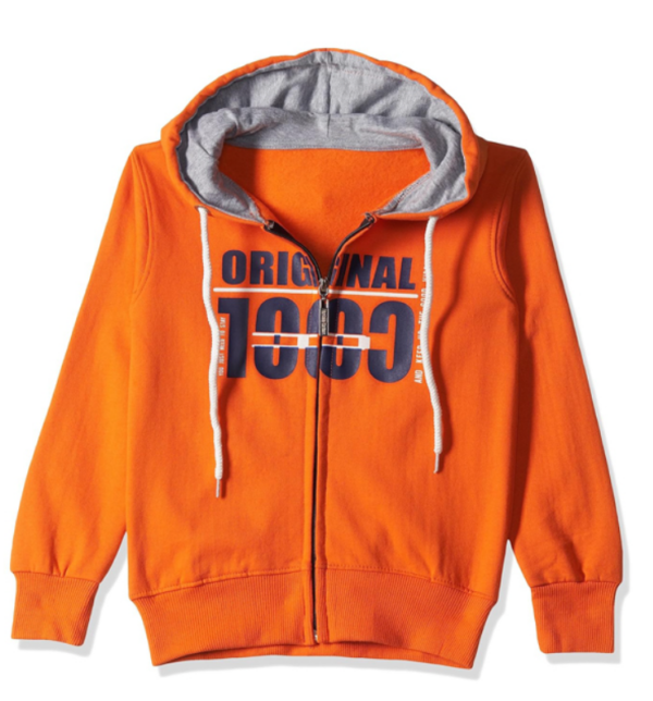 Boys' Vibrant Orange Zip-Up "Original 1983" Hoodie