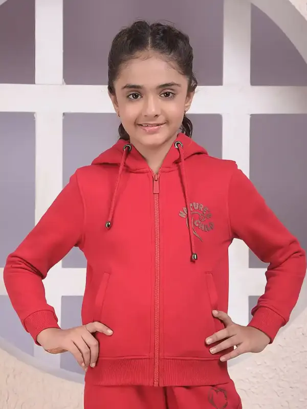 Boys' Urban Sport Full-Zip Hoodie – Radiant Red with Contrast Trim